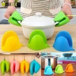 Silicone Pot Holder Pair Durable Pinch Mitts in Vibrant Color