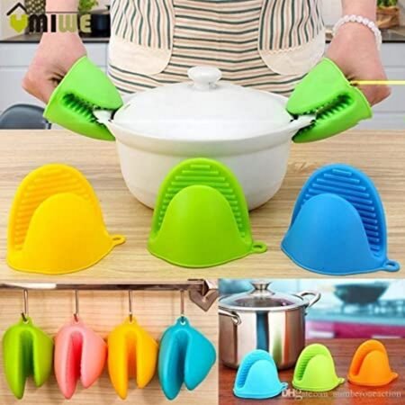 Silicone Pot Holder Pair Durable Pinch Mitts in Vibrant Color